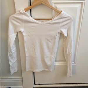 Everlane white double vneck fitted top